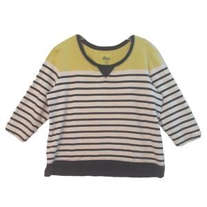 G H Bass & Co Top Sweatshirt Womens XXL Blue White Striped Yellow Long Sleeves